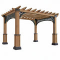 Pergola da giardino 300 x 300 x 250 cm in legno marrone con dettagli in metallo - Struttura ombreggiante per esterni