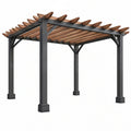 Pergola da giardino 300 x 300 x 230 cm in metallo e legno marrone nero - struttura ombreggiante moderna