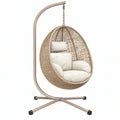 Poltrona sospesa 105 x 105 x 195 cm in fibra intrecciata beige con struttura in metallo per giardino