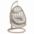 Poltrona sospesa 105 x 105 x 195 cm in metallo e intreccio effetto rattan beige stile boho