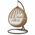Poltrona sospesa 105 x 105 x 195 cm in rattan marrone con struttura in metallo per relax stile bohémien
