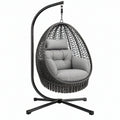 Poltrona sospesa 105 x 105 x 195 cm in metallo e fibra intrecciata nero/grigio per interno stile boho