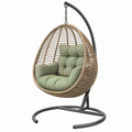 Poltrona sospesa 105 x 105 x 195 cm in metallo e fibra intrecciata naturale con seduta verde stile boho