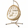 Poltrona sospesa 105 x 105 x 195 cm in rattan beige con struttura in metallo - seduta a uovo