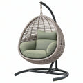 Poltrona sospesa 105 x 105 x 195 cm in rattan sintetico grigio e acciaio nero da esterno con supporto