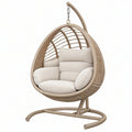 Poltrona sospesa 105 x 105 x 195 cm in metallo e fibra intrecciata beige per interno e spazi coperti
