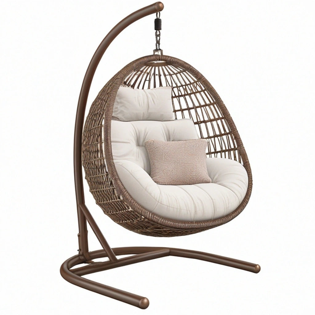 Poltrona sospesa 105 x 105 x 195 cm in metallo marrone con intreccio effetto rattan