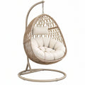 Poltrona sospesa 105 x 105 x 195 cm in rattan beige con struttura in metallo per interni e spazi coperti