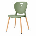 Sedia 48 x 52 x 82 cm in plastica verde con gambe in legno stile moderno