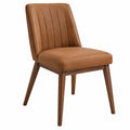 Sedia da pranzo 48 x 58 x 85 cm in similpelle marrone con gambe in legno stile moderno