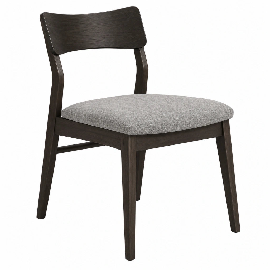 Sedia da pranzo 48 x 55 x 82 cm in legno marrone scuro con seduta imbottita grigia
