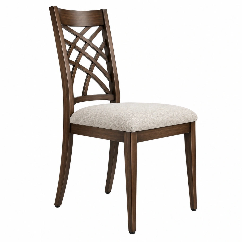Sedia da pranzo 46 x 55 x 100 cm in legno marrone con seduta imbottita beige stile classico