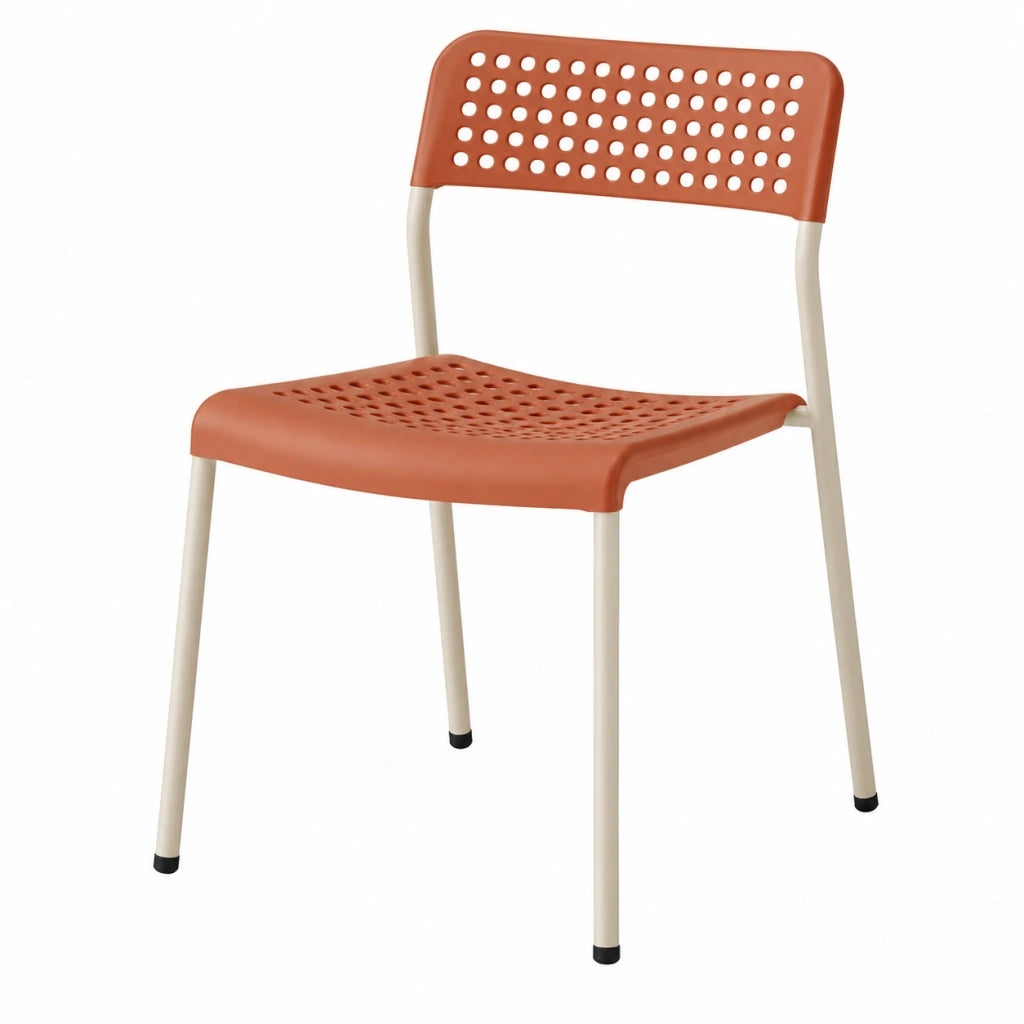 Sedia 52 x 52 x 80 cm in plastica terracotta e metallo beige - design traforato