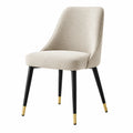 Sedia da pranzo 50 x 61 x 86 cm in tessuto beige con gambe in metallo nero stile moderno