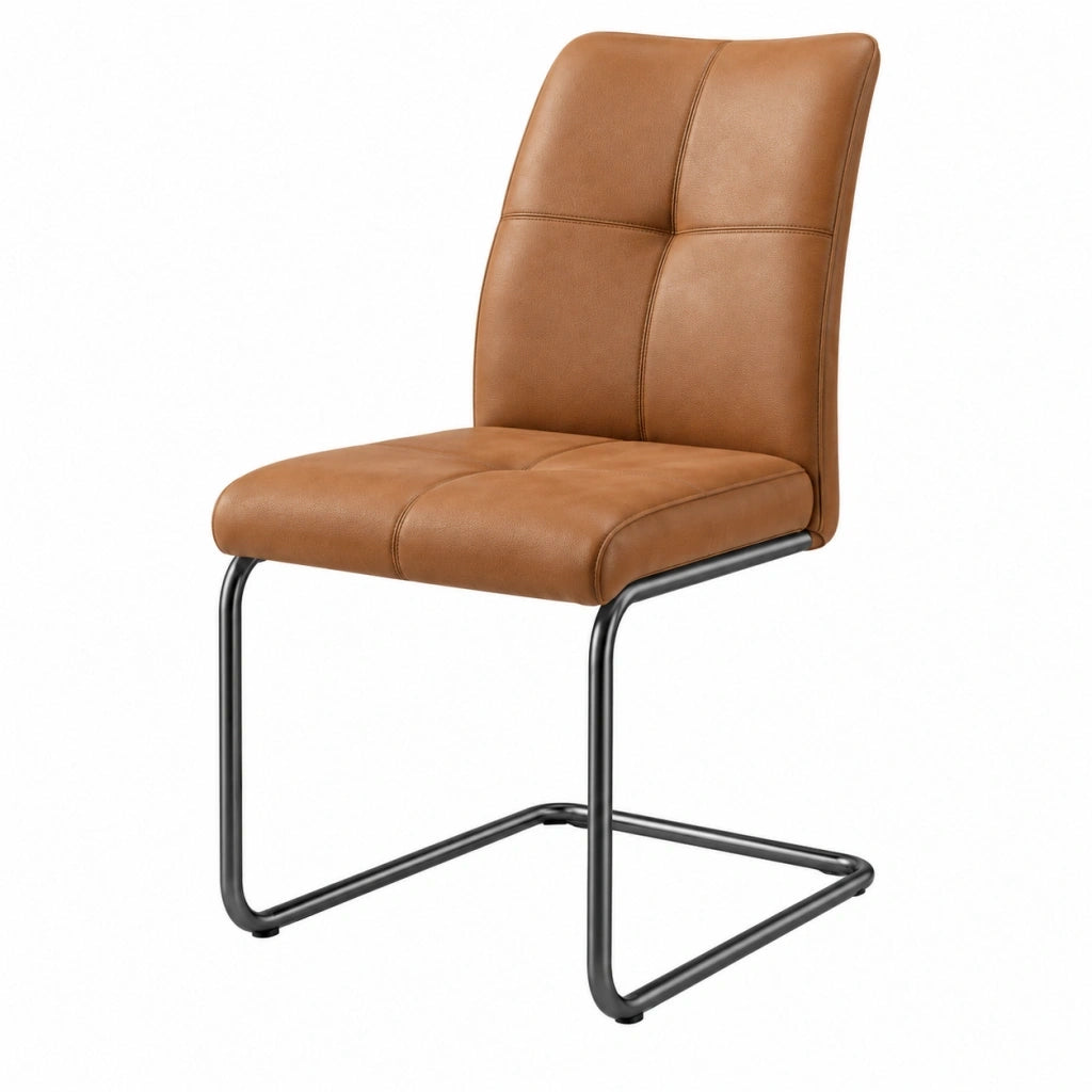 Sedia da pranzo 48 x 61 x 98 cm effetto pelle marrone con struttura in metallo stile moderno