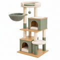 Albero tiragraffi per gatti 60 x 60 x 150 cm in legno beige e verde con cucce piattaforme e pali in sisal