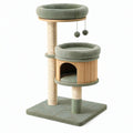 Tiragraffi per gatti 50 x 50 x 120 cm in legno e sisal verde con cuccia e piattaforme