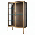 Vetrina 90 x 40 x 180 cm in vetro e metallo marrone oro - mobile espositivo con ante
