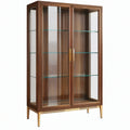Vetrina 100 x 40 x 180 cm in legno marrone con vetro e ripiani espositivi