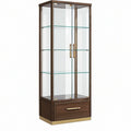Vetrina 80 x 40 x 180 cm in vetro e legno marrone con ripiani e cassetto