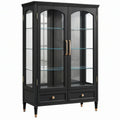 Vetrina 100 x 40 x 180 cm in legno e vetro nero con cassetti stile classico